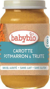 Cá hồi với cà rốt và bí ngô từ 8 tháng tuổi không chứa gluten hữu cơ 200 g BABYBIO